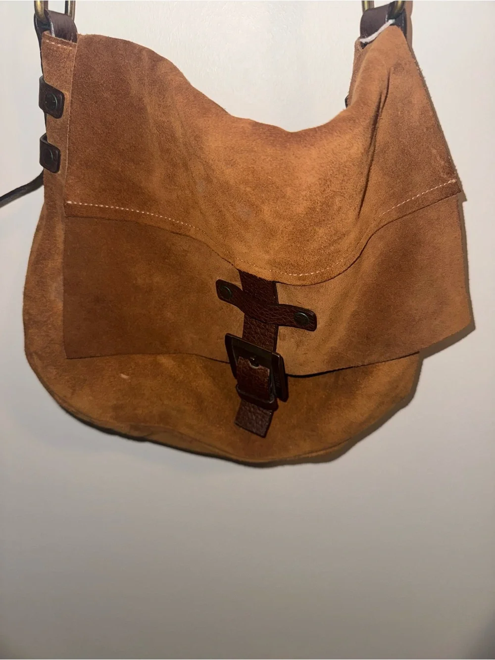 Prüne Brown Suede Leather Hobo Shoulder Bag | Boho Slouchy Purse